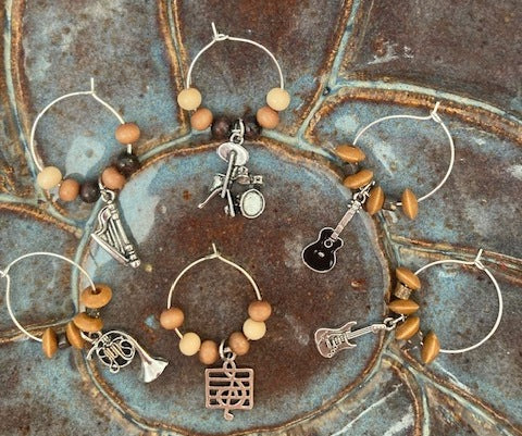 Let the Music Begin - Wine glass Rings