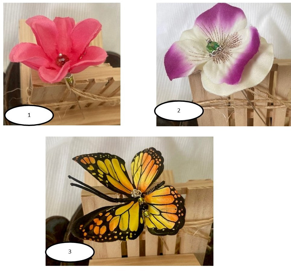 Monarch & Flower stick pins